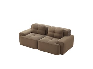 Canapé modulable 2 places, transformable en lit, en velours côtelé, coloris marron, l204 x p104 x h69 cm, pour salon, design moderne