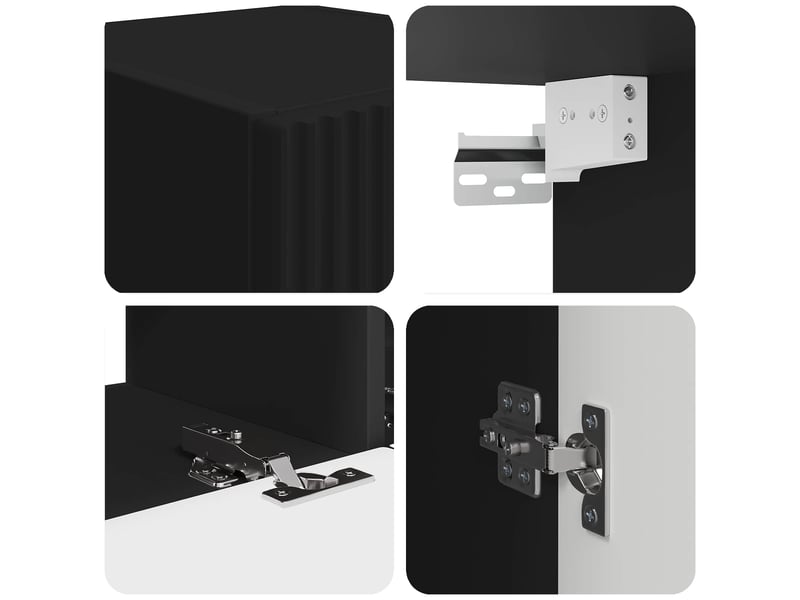 Meuble tv mural contemporain design épuré 98 x 31 x 29,5 cm espace de rangement pratique en bois noir 02_0056200  - Conforama E