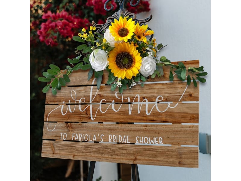  Fleur artificielle swag faux arc de mariage signe de bienvenue décoration florale avec pinces pour décor de fond de réception de fête bleu  - Conforama E