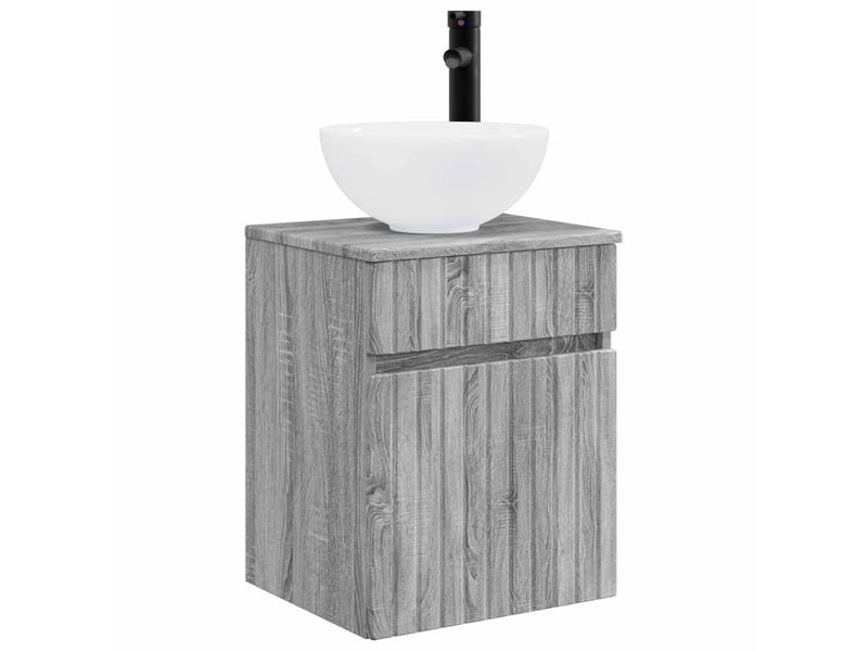 Meuble de lavabo mural, rangement salle de bain sonoma gris 39x35x63 cm - Conforama A