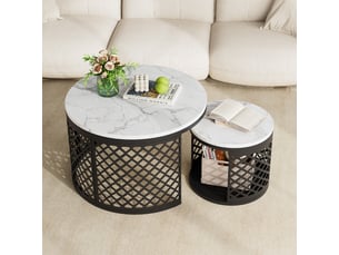 Table basse rond(e) coloris blanc CRAVDOM 