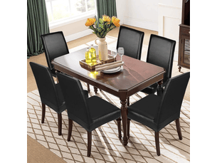 Lot de 4 housses de chaises de salle à manger imperméables en similicuir noir uni