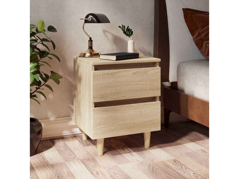  Lot de 2 tables de chevet - cabinet de chevet - table de nuit pieds en pin chêne sonoma 40x35x50 cm  - Conforama A
