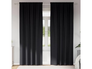 Lot de 2 rideaux occultants, rideaux black-out avec anneaux noir 245 x 140 cm cf44716