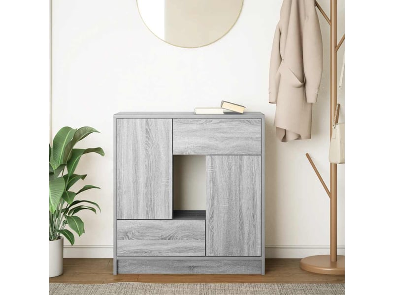 Buffet - bahut - meuble de rangement avec tiroirs et portes sonoma gris 70,5x34x74,5 cm - Conforama C