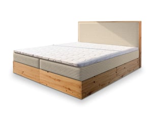Lit avec rangement 140x200 cm <strong>MASSENO</strong> <strong></strong> coloris beige