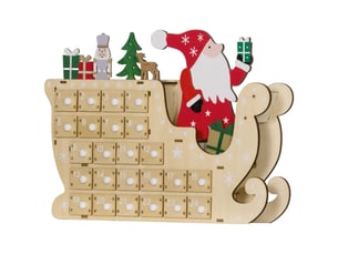 Calendrier de l'avent en bois avec 24 tiroirs, calendrier de noël réutilisable à remplir, 22,5 x 8 x 36 cm, naturel