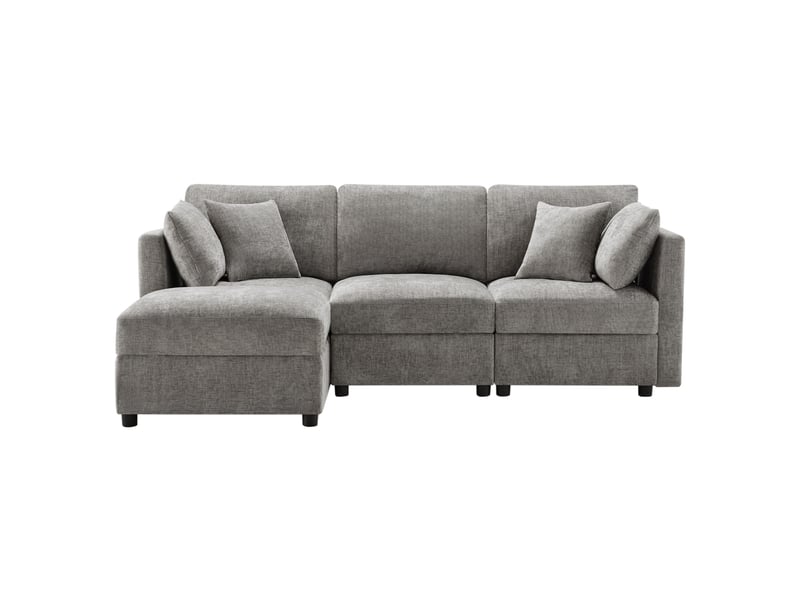 Canapé d'angle réversible fixe 4 places tissu gris Canapé d'angle gris - Conforama A