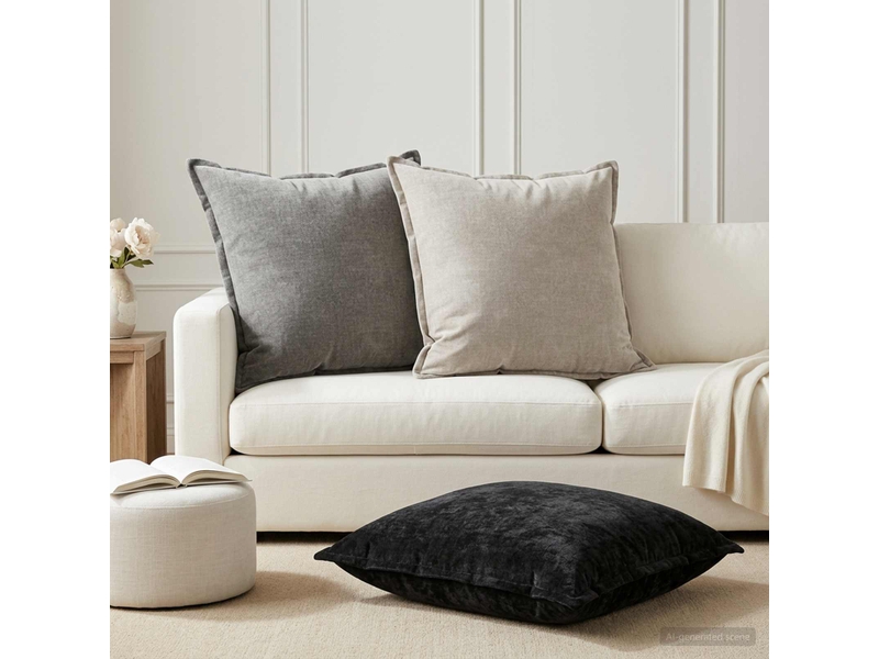  Lot de 2 housses de coussin houten gris clair 65 x 65 cm cf49312  - Conforama B
