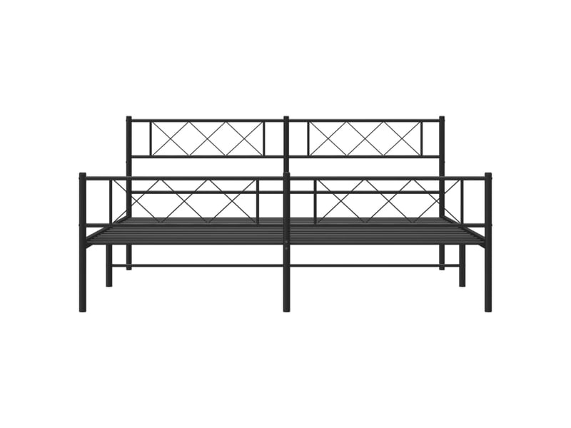  Lit double- lit adulte -  cadre de lit métal sans matelas avec pied de lit noir 180x200cm  - Conforama C