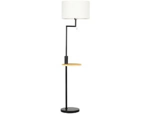 Lampadaire avec tablette et usb, 40x168 cm, métal, blanc, sans ampoule