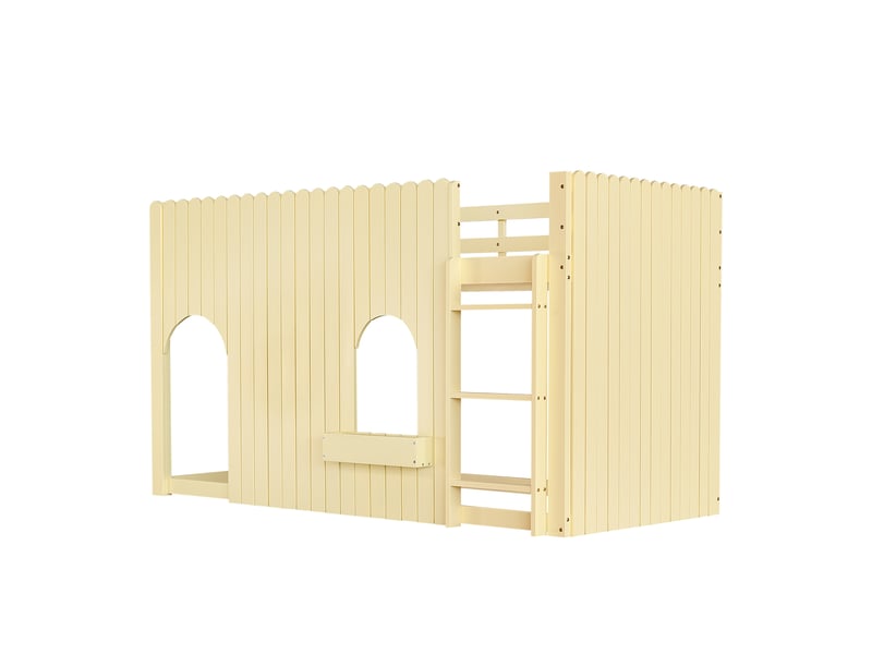  Lit mezzanine 90x200 cm avec garde-corps, led et rangement  - Conforama D