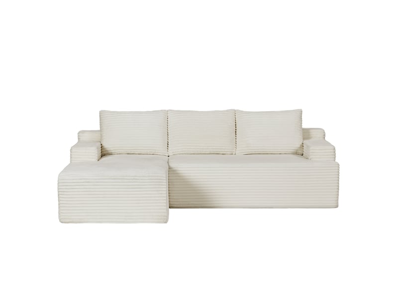 Canapé d'angle en velours côtelé 3 places, sans montage, design modulaire, assise profonde, confort moelleux, gain de place - Conforama A