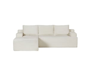 Canapé d'angle en velours côtelé 3 places, sans montage, design modulaire, assise profonde, confort moelleux, gain de place