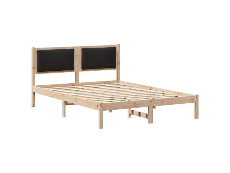 Lit double- lit adulte -  cadre de lit avec tête de lit noir 135 x 190 cm pin massif  - Conforama A
