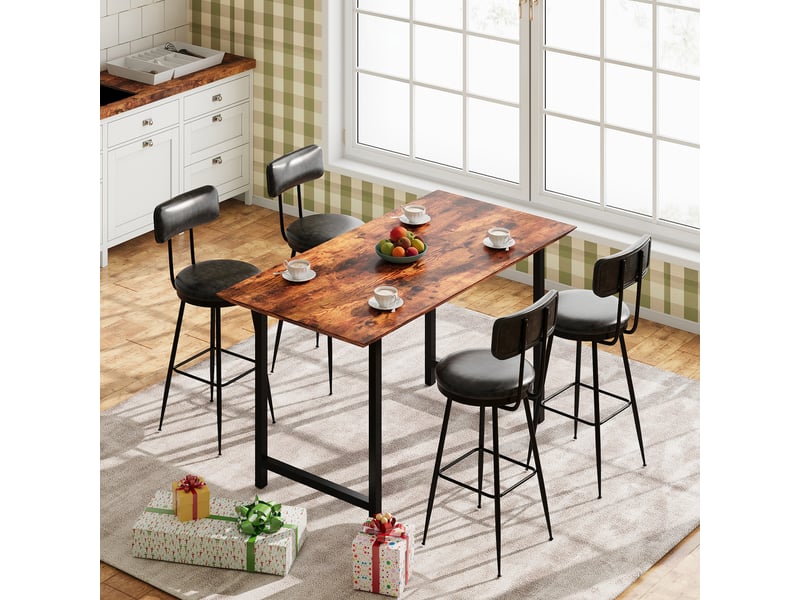 Tabouret de bar - tabouret de bar lot de 4 - assise 65 cm - métal &amp; pu - noir  - Conforama B