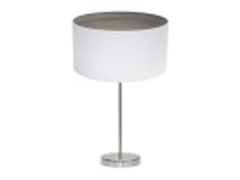  Fabrilamp tatiana grande lampe à poser nickelé blanc effet bois gris, abat-jour textile finition bois, 1 x e27, 63 cm 189171183 - Conforama B