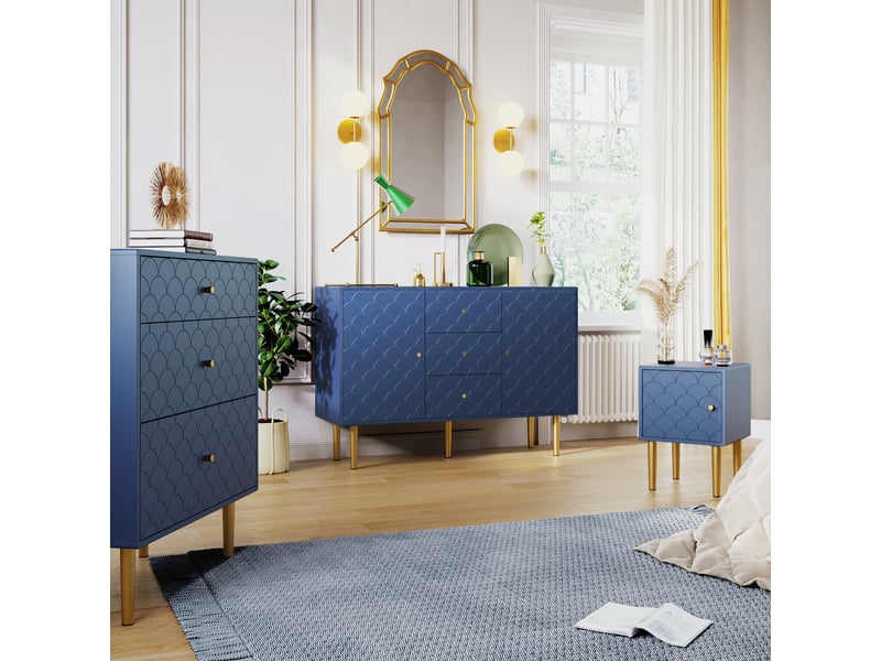  Table de chevet bleu marine 35x35cm, table d'appoint pour canapé avec porte. Matelas non inclus.  - Conforama C