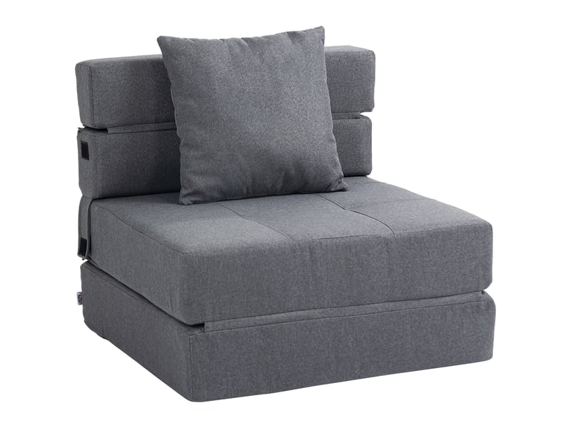 Fauteuil convertible 2 en 1 gris foncé, pliable, coussin lavable, fauteuil-lit pour salon, chambre ou bureau - Conforama A