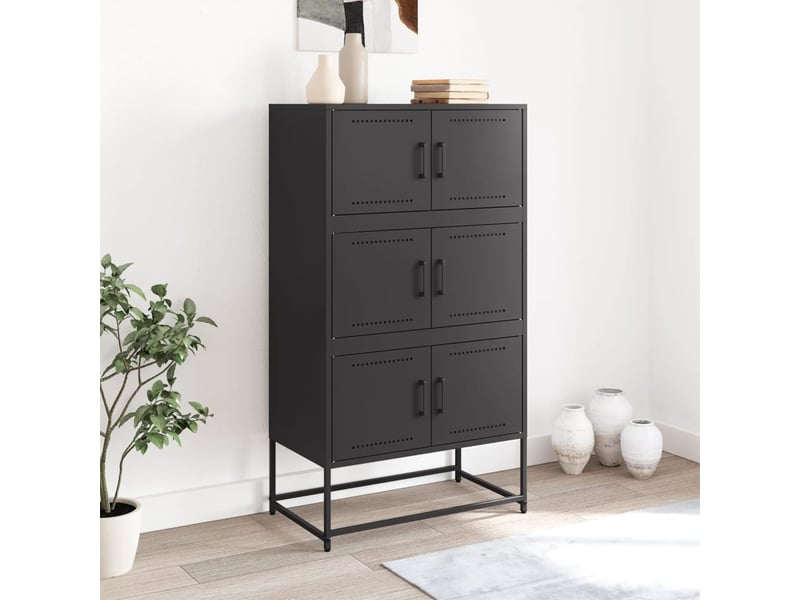  Buffet - bahut - meuble de rangement noir 68,5x38,5x123,5 cm acier  - Conforama C