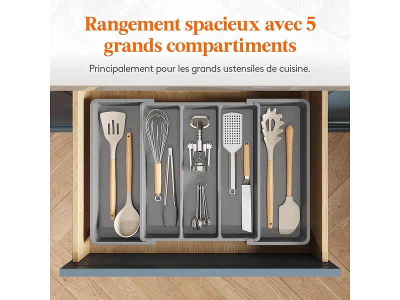  Range couverts pour tiroir grand plateau de couverts extensible pour la cuisine  - Conforama C