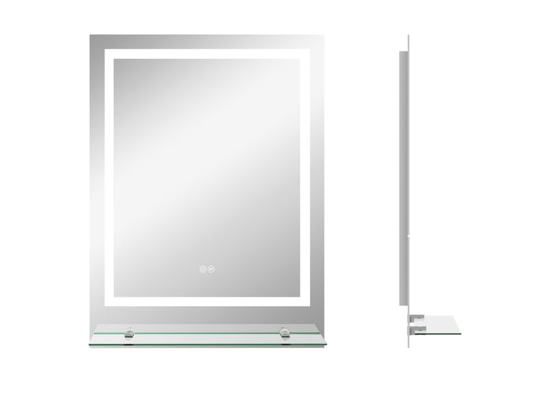  Miroir mural de salle de bains 70x50 cm avec éclairage led et tablette, transparent  - Conforama A