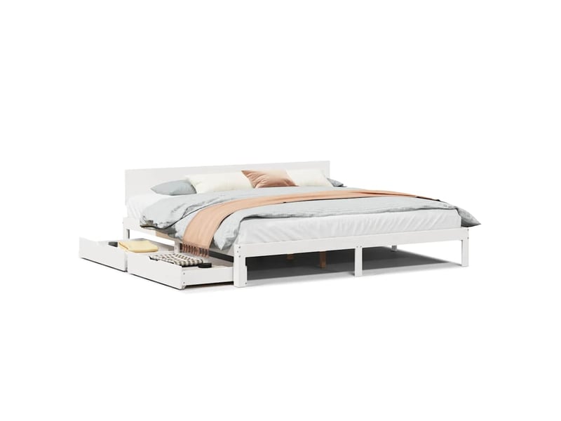  Lit double- lit adulte -  cadre de lit avec tiroirs sans matelas blanc 200x200 cm  - Conforama A