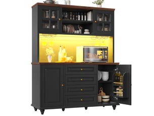 Buffet 4 porte(s) 4 tiroir(s) <strong></strong> <strong>Morn Vibe</strong> - 140 cm coloris noir