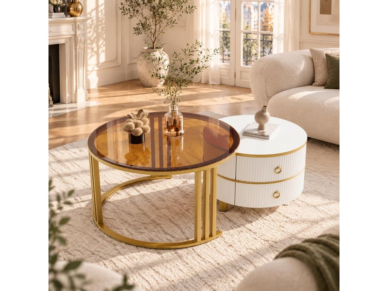  Table basse 70x70x45 cm coloris marron OR3203890GNA - Conforama B