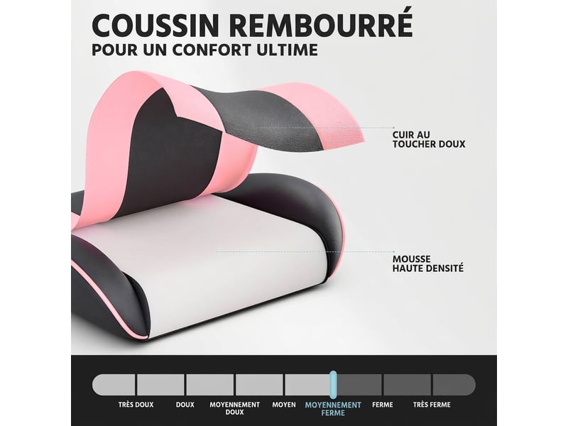  Chaise gamer ergonomique en cuir pu respirant, charge maximale 200 kg, fauteuil gamer noir et rose  - Conforama D