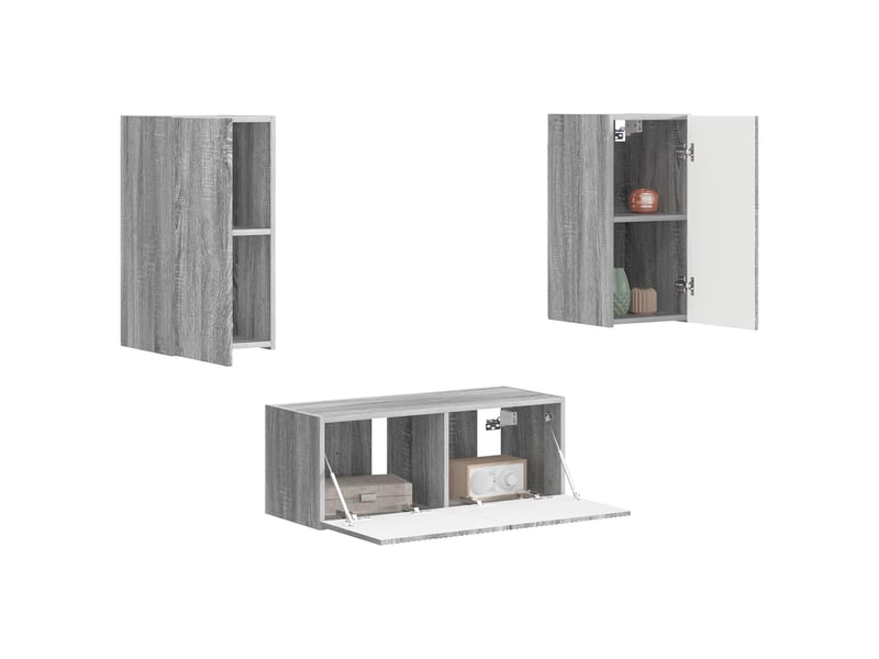  Ensemble meuble tv - banc tv - meuble de rangement 2 pcs gris sonoma bois d'ingénierie  - Conforama C