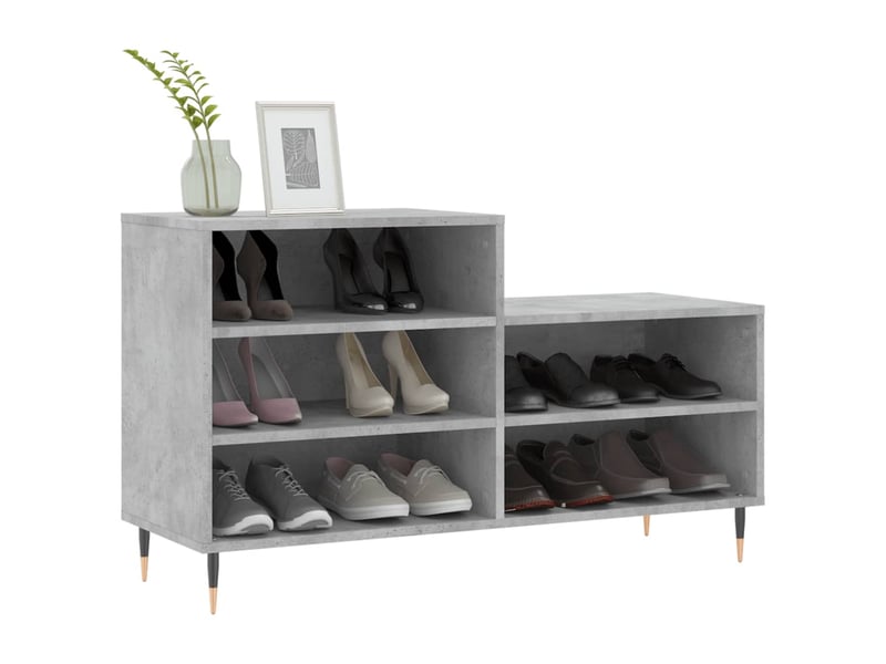  Meuble à chaussure, armoire à chaussures gris béton 102x36x60 cm bois d'ingénierie shl4250  - Conforama C