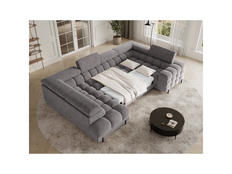  Canapé panoramique convertible factory 3 places gris foncé – angle gauche avec coffre – version 2  - Conforama B