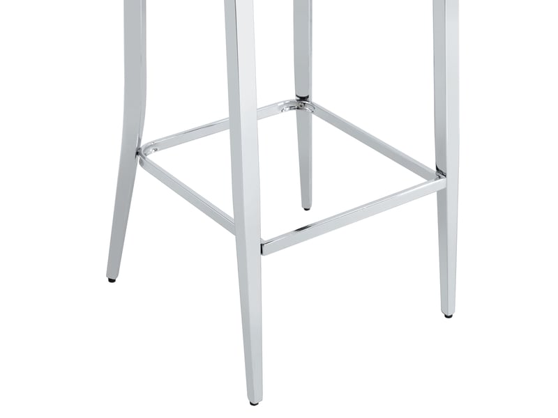  Tabouret de bar lot de 2 avec dossier capitonné, repose-pieds intégré et structure chromée, en pvc blanc  - Conforama E