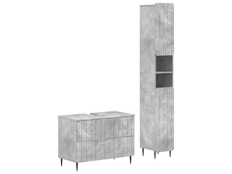  Ensemble de 2 meubles de salle de bain zwolle gris béton cf63237  - Conforama A