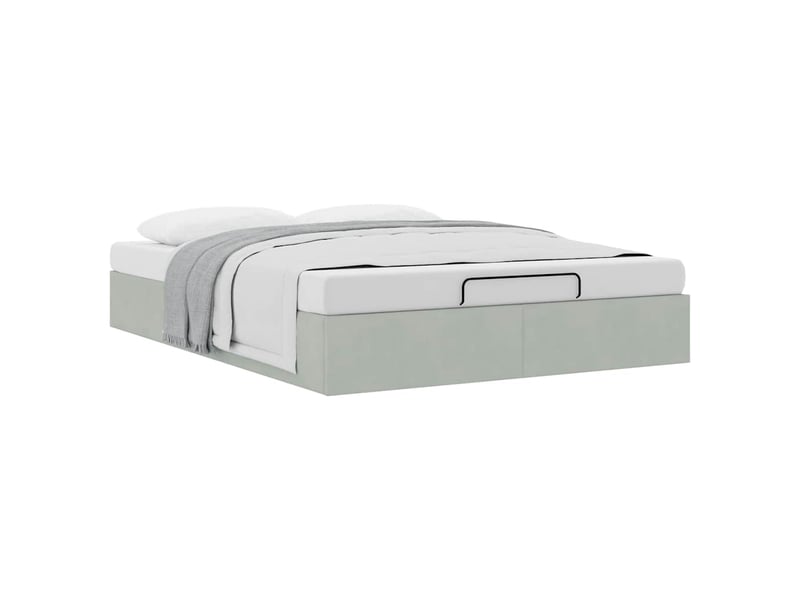  Lit double- lit adulte -  cadre de lit ottoman sans matelas gris clair 140x200 cm velours  - Conforama D