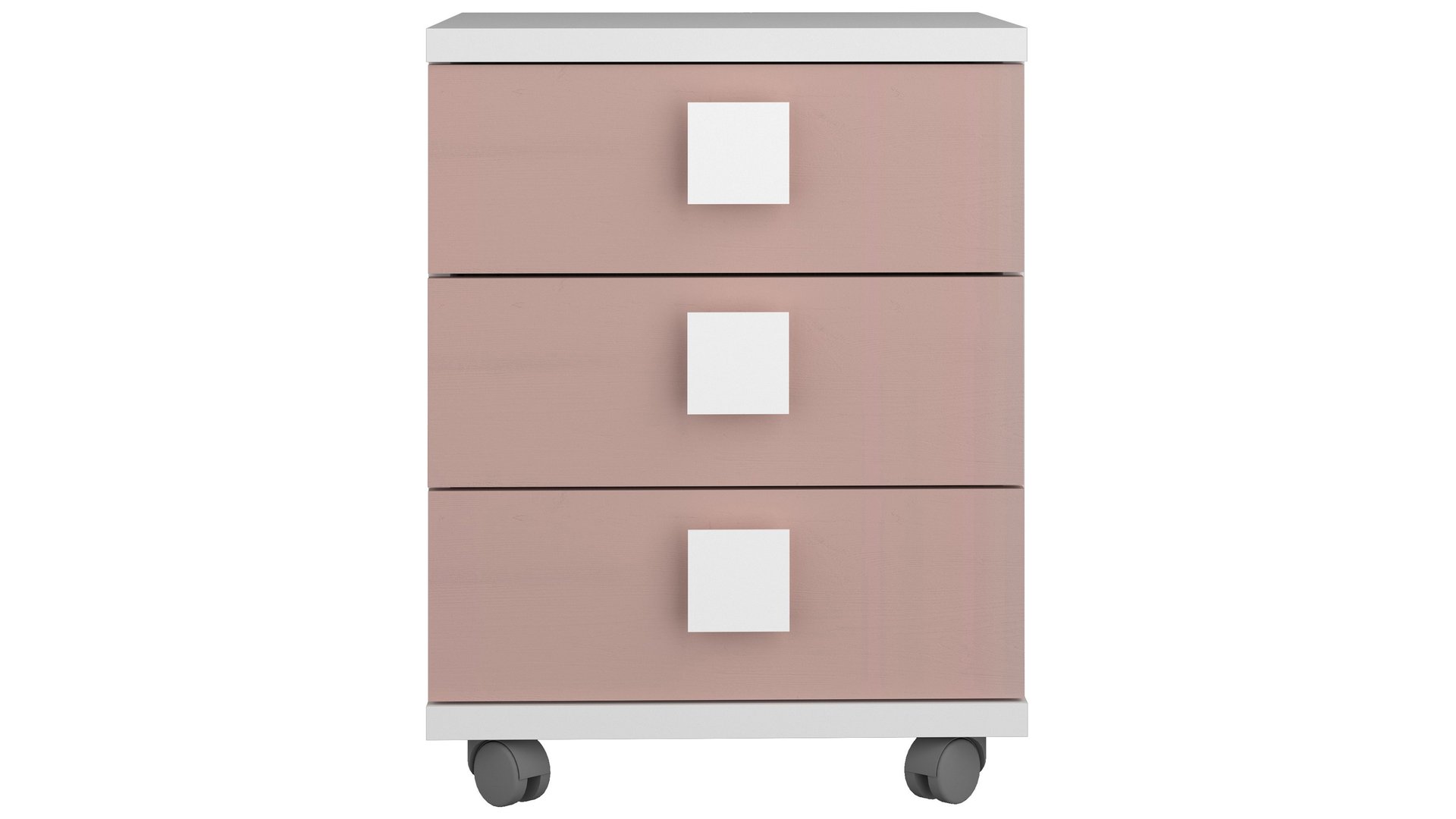 Chevet 3 tiroirs BILBAO coloris blanc/ rose antique rose 5.9 Conforama