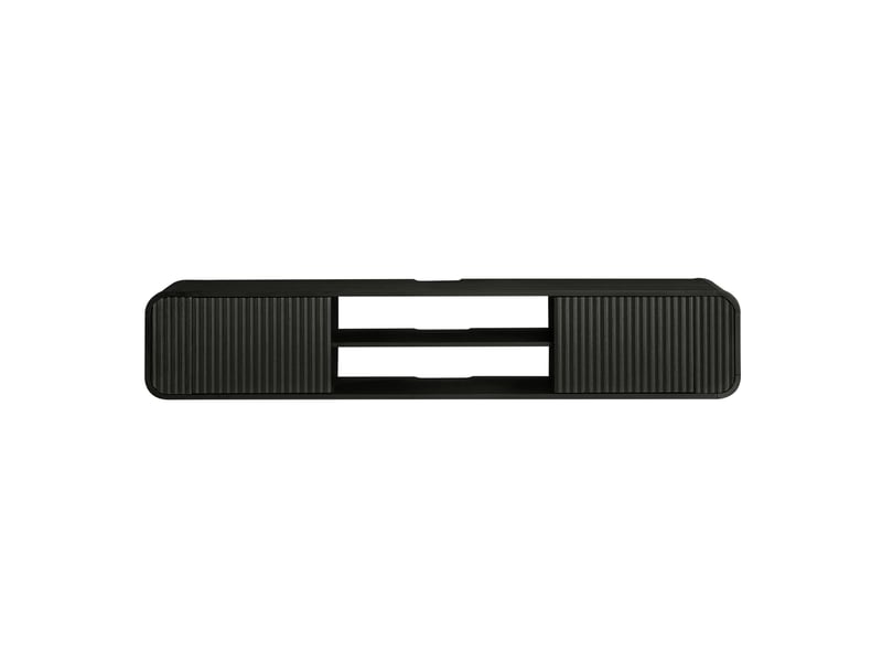  Meuble tv mural de 160 cm, compartiments ouverts, meuble de rangement suspendu pour le salon, 160 x 38 x 30 cm, noir  - Conforama C