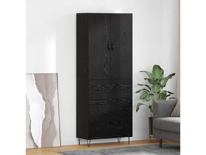  Buffet - haut armoire 2 pc chêne noir 69,5 x 34 x 180 cm  - Conforama B
