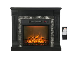 Cheminée électrique (1800 w), cheminée décorative avec effet flamme, télécommande, minuterie, 80 x 21,6 x 67,8 cm, noire