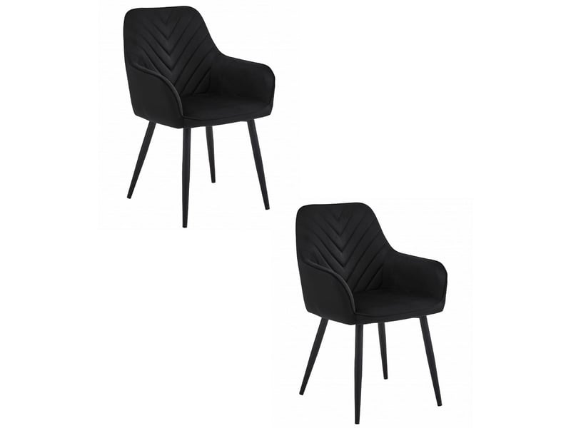  Lot de 2 chaises avec accoudoirs nana en velours noir  - Conforama A