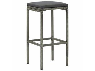 Lot de 6 tabouret de bar, chaise de bar avec coussins gris résine tressée