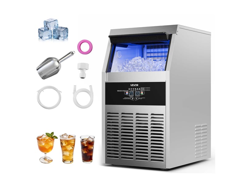  Vevor machine a glacons commerciale, fabrique de glacons rendement eleve 73 kg24 h avec stockage de 14 kg, pour bar cafe restaurant debit de boissons, avec affichage led et fonction autonettoyage  - Conforama A