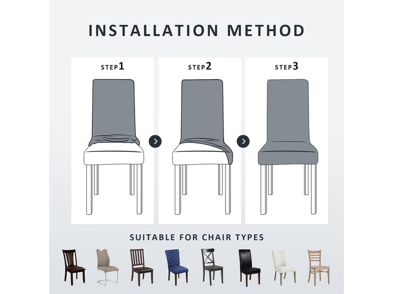  Housse de chaise de salle à manger en jacquard gris, élastique, amovible et lavable, housse de chaise universelle, convenant aux mariages, cuisin XLH-ZLS-009232ZLS - Conforama D