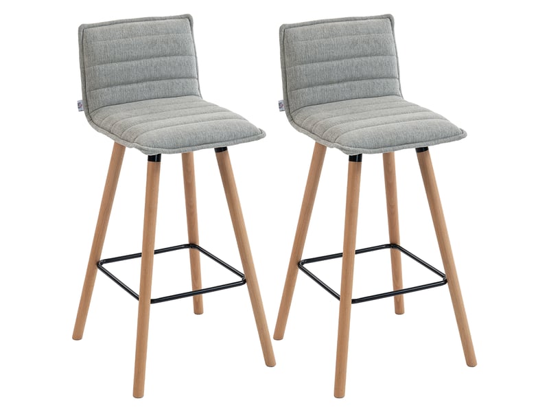  Lot de 2 tabourets de bar, chaises de bar, assise rembourrée, dossier et repose-pieds, 48 x 48 x 99,5 cm, gris  - Conforama A