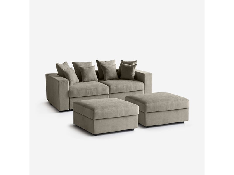  Canapé modulable déhoussable made in italy avec pouf et coussins cortina f - taupe  - Conforama A