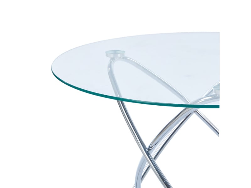  Table à manger en verre trempé, pieds en métal chromé – design moderne gain de place, cuisine et séjour  - Conforama D
