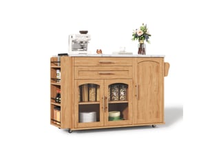 Desserte de cuisine 138x70x90 cm plateau pliant mdf naturel