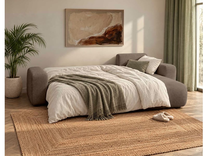  Manon - canapé d'angle réversible 4 places convertible avec coffre en tissu - best mobilier - taupe MANON - Conforama D
