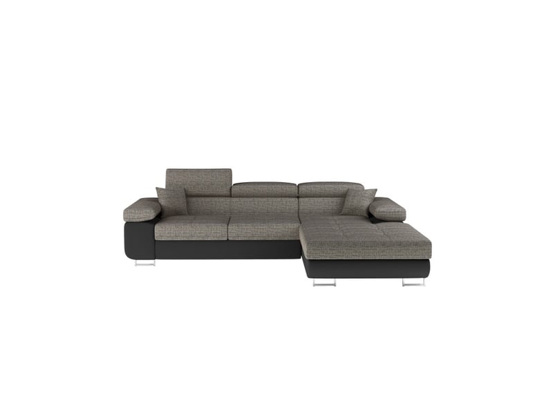  Canapé d'angle convertible amanda gris et noir – tissu effet lin – angle droit  - Conforama A
